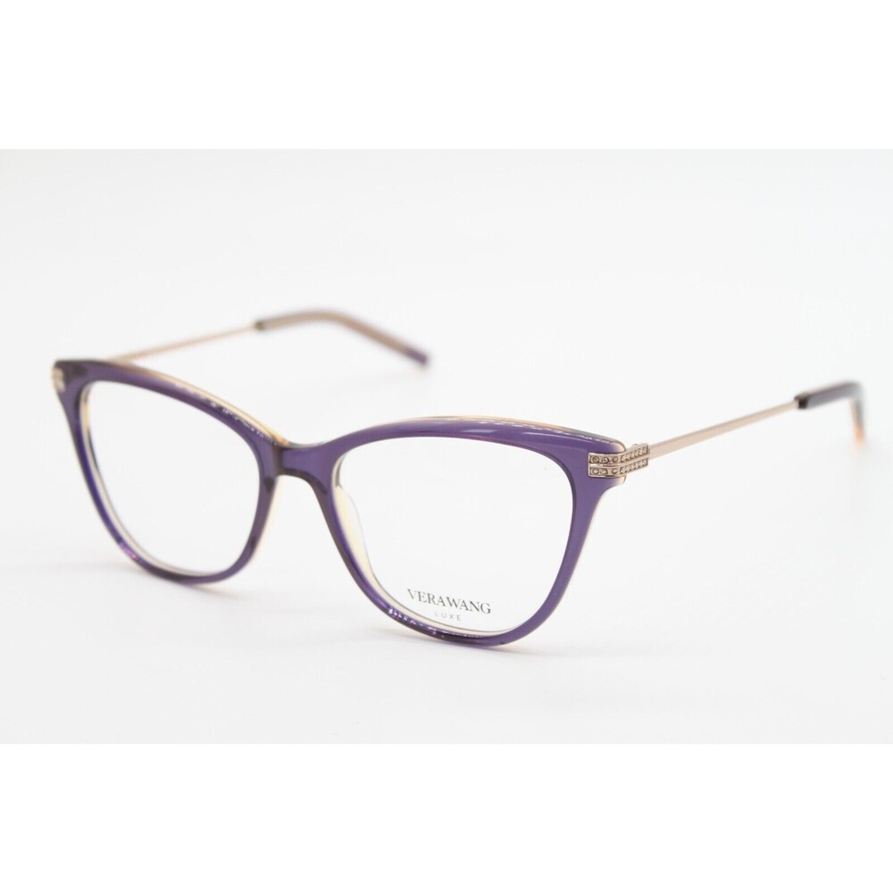 NEW VERAWANG LUXE EVANGELINE LI PURPLE GOLD AUTHENTIC EYEGLASSES 52-16